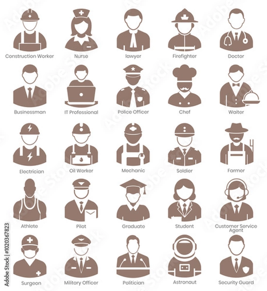 Fototapeta Profession Icons Vector Set.