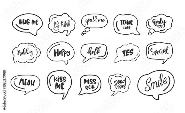 Fototapeta Vector bubbles speech text doodle set white 