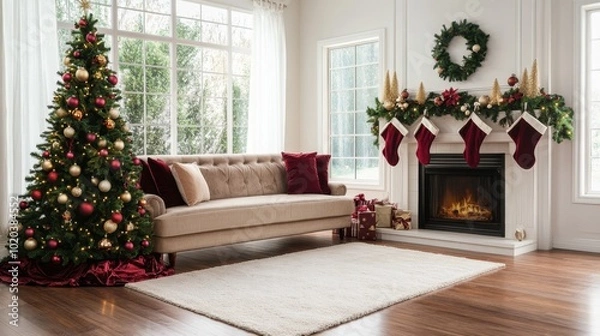 Fototapeta The Cozy Christmas Living Room