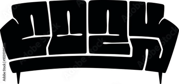 Fototapeta Calligram of cozy word in sofa shape