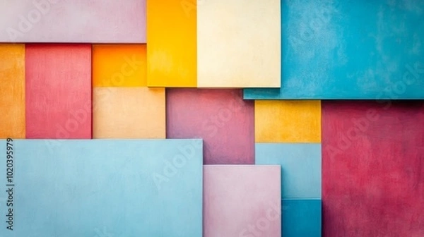 Fototapeta Abstract Geometric Pattern of Colorful Squares on a Wall