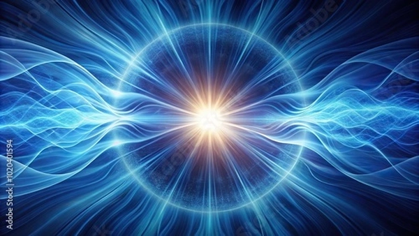 Fototapeta Abstract cosmic energy waves radiating from central point with reflection