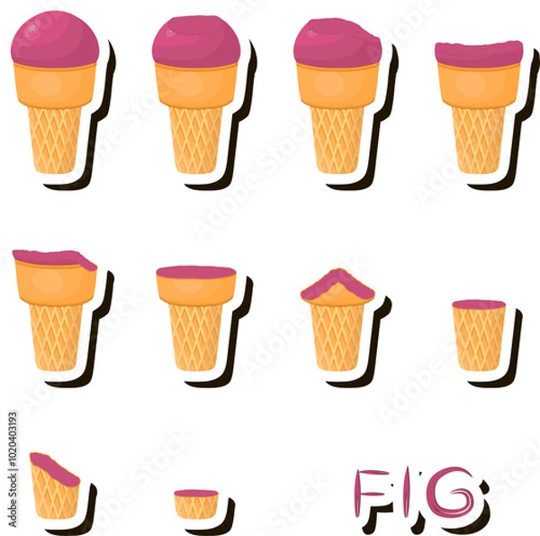 Fototapeta Big colorful set different forms natural dessert ice cream of consisting various ingredients