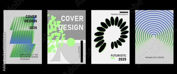 Fototapeta Posters with silhouette minimalistic basic figures, extraordinary graphic assets of geometrical shapes swiss style, Modern minimal print.