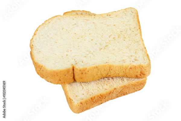 Fototapeta slices of wheat bread isolated white background