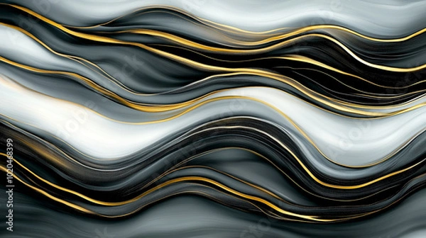 Fototapeta A long, curvy line of gold and black colors. The gold and black colors are arranged in a way that creates a sense of movement and energy. The line appears to be flowing and twisting