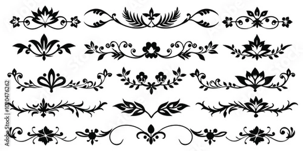 Fototapeta Ornamental Floral Borders Vector Set