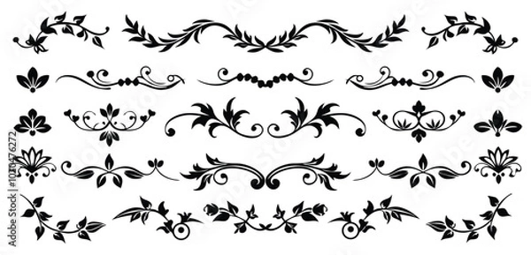 Fototapeta Elegant ornamental floral borders with intricate details, perfect for invitations, certificates, and decorative projects.