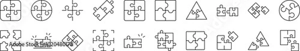 Fototapeta Puzzle Line Icon Collection. Editable Stroke. Perfect for Infographics, Articles, Books, Flyers, Banners