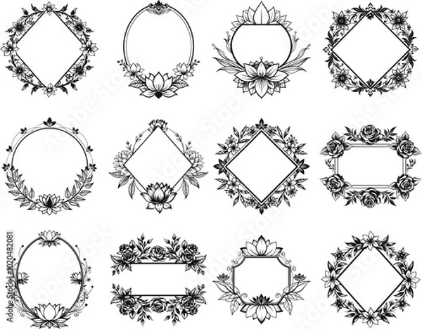 Fototapeta Ornate Floral Frames Set