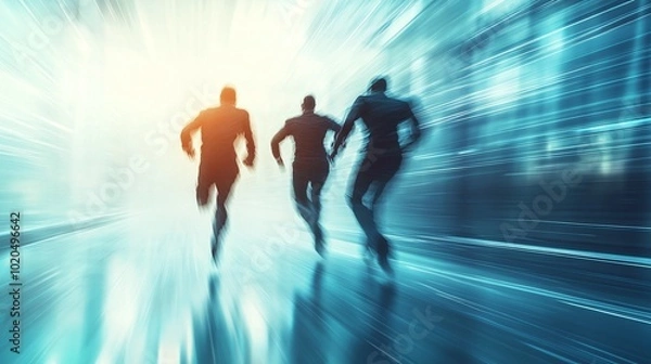 Obraz adaptability speed and innovation represented in a conceptual image of business agility using dynamic figures in a corporate setting highlighting agile performance and organizational flexibility