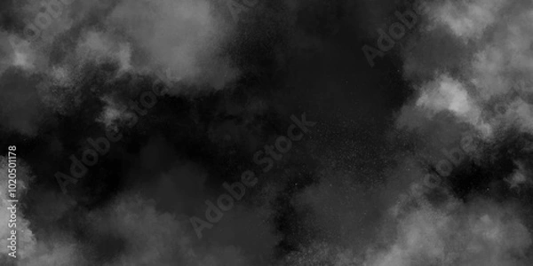Fototapeta Abstract ash cloud and smoke texture in dark background. White Black fog effect transparent smoke isolated dark dramatic sky with black stormy clouds. Grunge creative and becorative fractal somke art