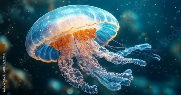Fototapeta Jellyfish Image, Underwater Creature, Ocean Life, Photography Artwork