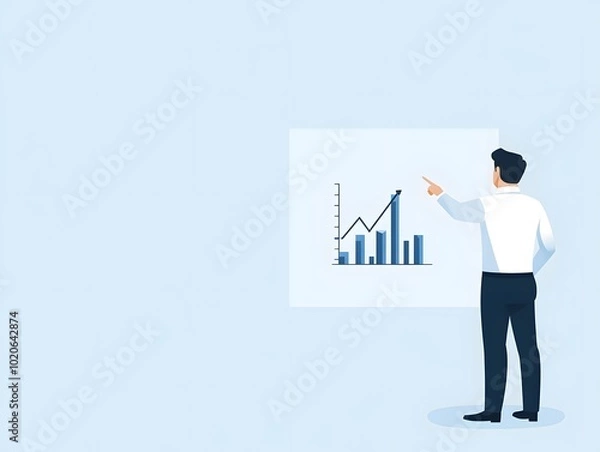 Fototapeta A man pointing at a graph on a screen