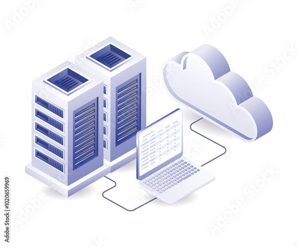 Obraz Cloud data server computer isometric illustration