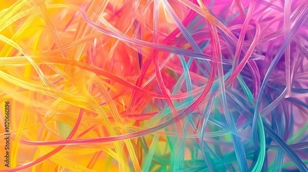 Fototapeta Colorful rainbow background with intertwined wires
