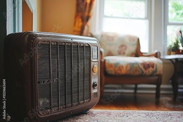 Obraz Vintage Brown Space Heater with Grate and Controls