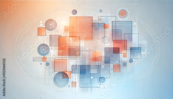 Fototapeta  抽象的な幾何学背景 - 四角形と円のグラデーションデザイン

