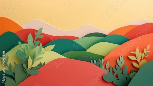 Fototapeta Countryside landscape showcasing rolling hills and vibrant greenery Scenic countryside landscape with rolling hills and lush greenery