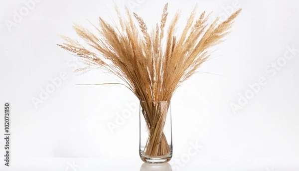 Fototapeta a vase filled with dry grass a clear glass vase filled with dried grass stands the dried grass is neatly arranged within the vase