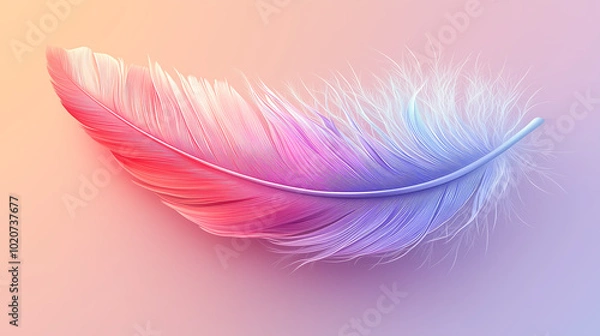 Fototapeta Single Colorful Feather on Soft Gradient Background
