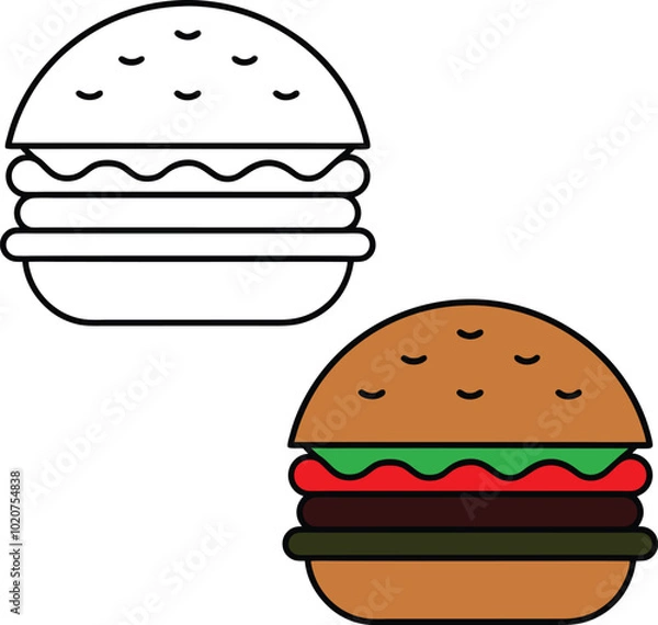 Fototapeta hamburger isolated on white burger icon