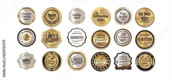 Obraz Luxury premium golden badges and labels, Luxury premium golden labels collection, vector illustration
