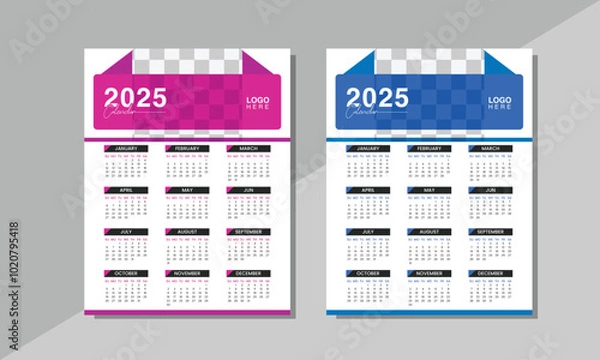 Fototapeta Calendar 2025 minimal corporate vector design template