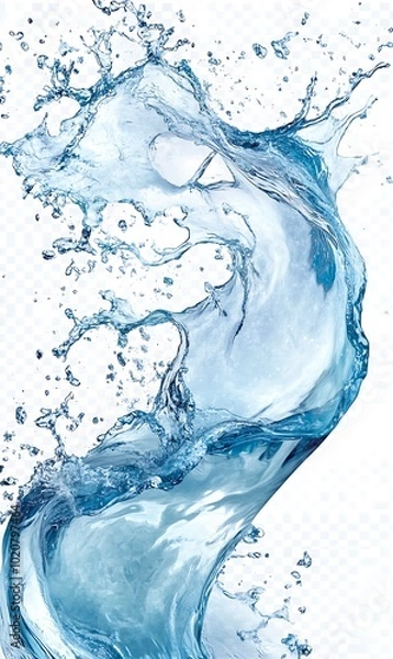 Fototapeta Blue water wave splash isolated on white background. rendering.