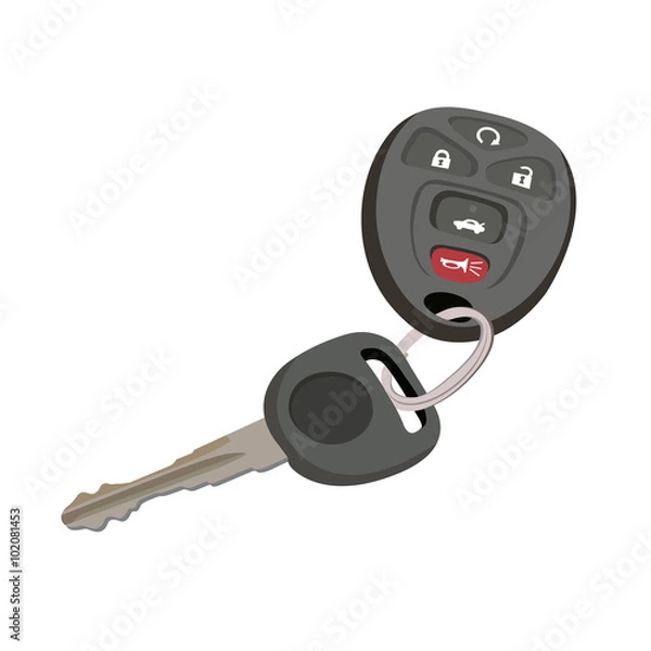 Fototapeta Car keys in flat style, vector illustration