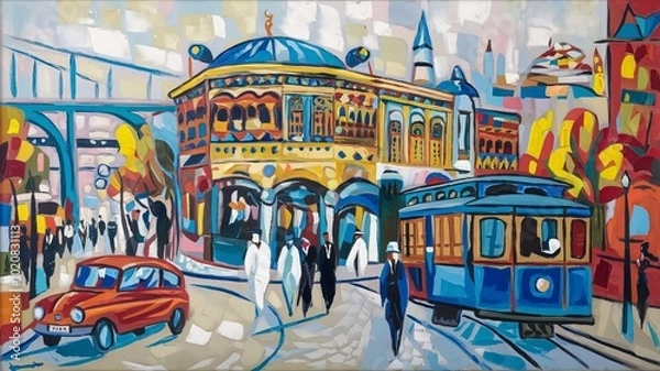 Obraz acrylic painting in the style of Fauvism. oil painting, artwork on canvas.