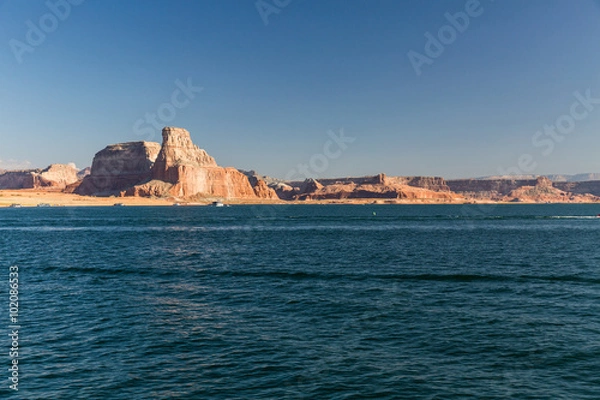 Obraz View of the Glen Canyon on the Lake Powell from boat, Utah