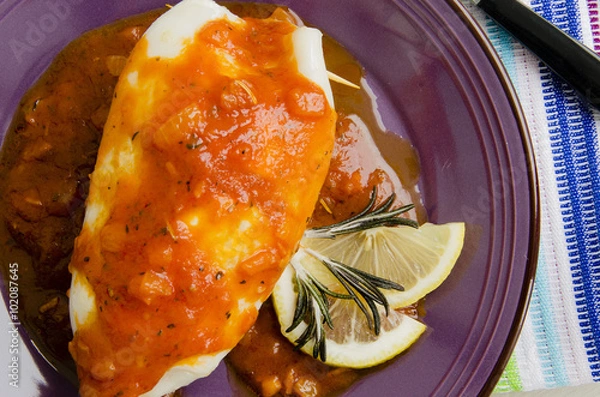 Obraz Calamari, stuffed mushrooms