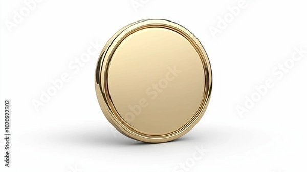 Fototapeta Golden Circular Medallion with a Smooth, Reflective Surface