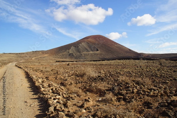 Fototapeta desertic landscape of volcano and caldera on the sea side