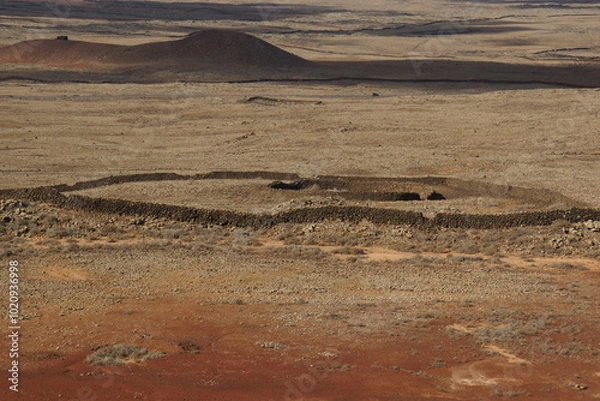 Fototapeta desertic landscape of volcano and caldera on the sea side