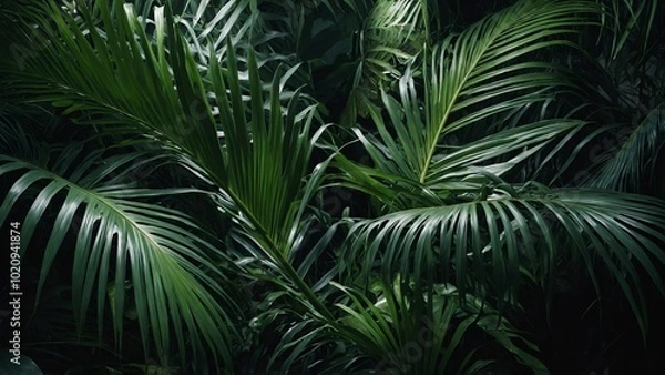 Fototapeta Tropical green palm leaf cut out

