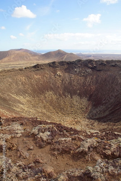 Fototapeta desertic landscape of volcano and caldera on the sea side