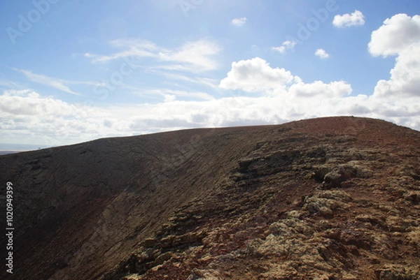 Fototapeta desertic landscape of volcano and caldera on the sea side
