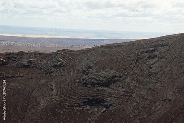 Fototapeta desertic landscape of volcano and caldera on the sea side