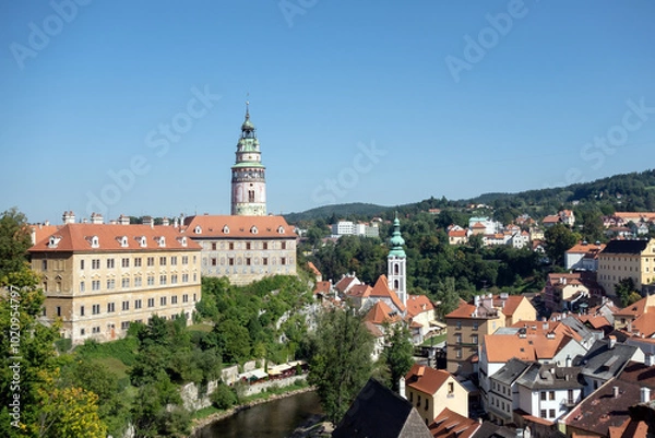 Obraz View of Cesky Krumlov and the castle,  Czech Republic.
