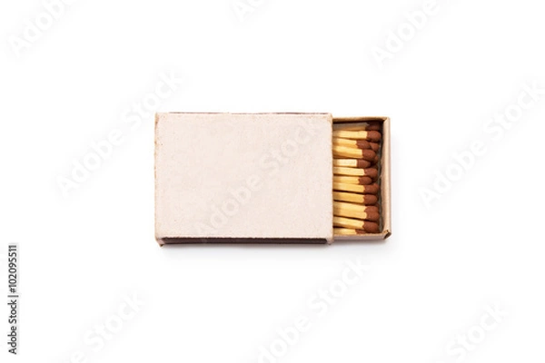 Fototapeta Blank matches box mock up isolated. Empty paper match packaging.