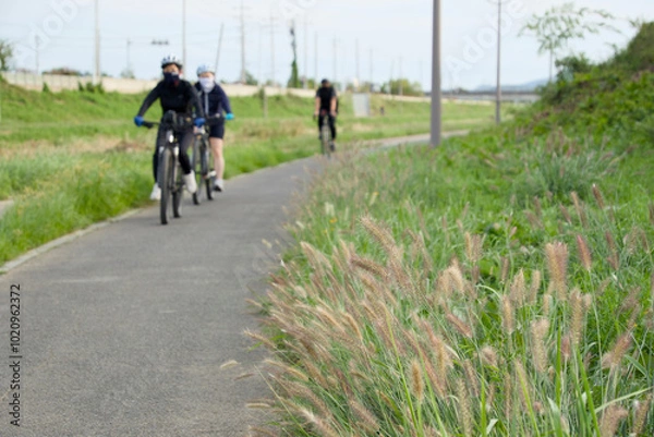 Fototapeta 가을날 자전거 라이딩