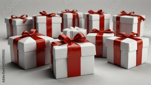 Fototapeta gift boxes with red ribbon