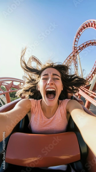 Fototapeta Enjoying the Thrill of a Rollercoaster Ride