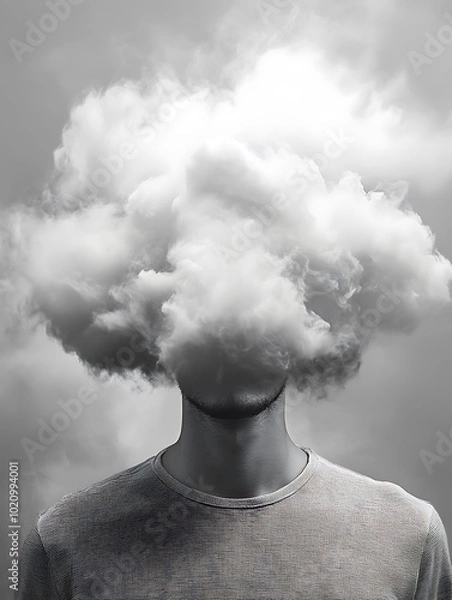 Fototapeta Image of a Person with a Cloud Covering the Face