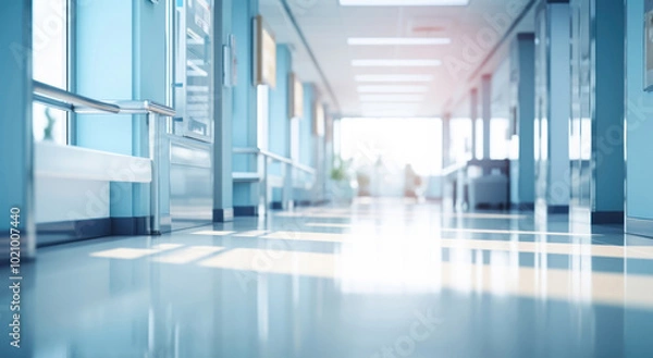 Obraz Sterile and Modern Healthcare Facility Corridor