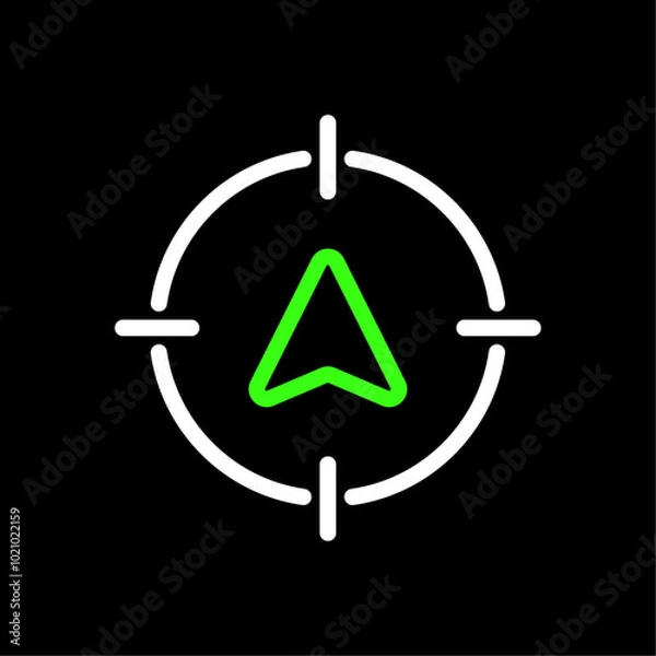 Obraz Track live location, Target current location vector icon in line style design for website, app, UI, isolated on black background. Editable stroke. Vector illustration.