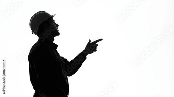 Obraz Silhouetted Man Pointing Outdoors with Conceptual Minimalist Pose
