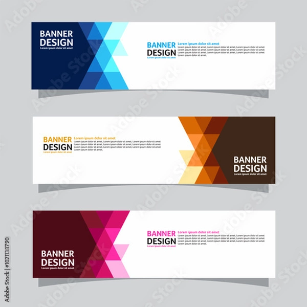Fototapeta Vector set of landscape banner background design concept. Colorful background business layout template